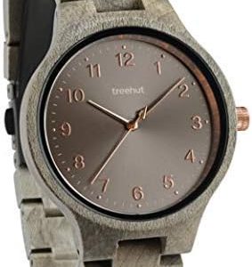 Treehut Wooden Women's Watches, Solstice Grey Wood Maple, Japanese Quartz Movement, Señoras Stylish Exotic Wrist Chicas Watch with Adjustable Stainless Steel Buckle and Box, Relojes para Mujeres