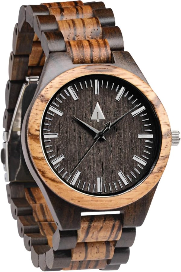 Treehut Wooden Watches for Men, Great Japanese Quartz Analog, Stylish Exotic Watch with Adjustable Stainless Steel Clasp, Buckle, Made from Ebony and Walnut Wood, Relojes Hombre Mujeres - Image 8