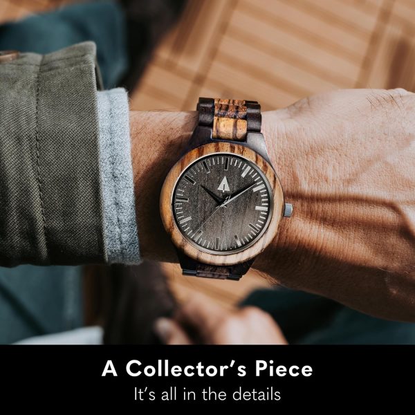 Treehut Wooden Watches for Men, Great Japanese Quartz Analog, Stylish Exotic Watch with Adjustable Stainless Steel Clasp, Buckle, Made from Ebony and Walnut Wood, Relojes Hombre Mujeres - Image 9