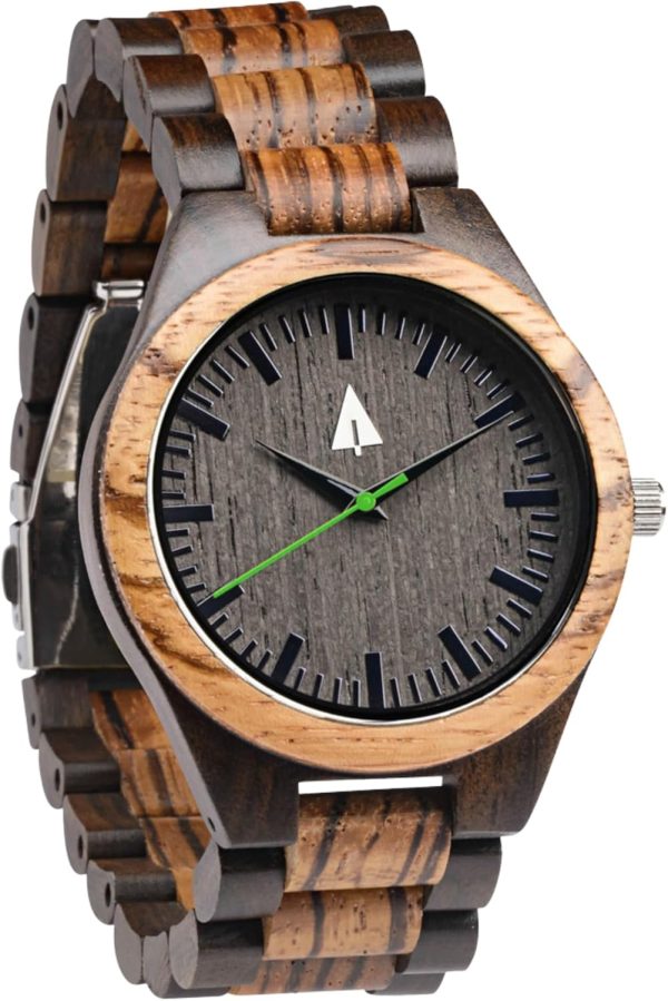 Treehut Wooden Watches for Men, Great Japanese Quartz Analog, Stylish Exotic Watch with Adjustable Stainless Steel Clasp, Buckle, Made from Ebony and Walnut Wood, Relojes Hombre Mujeres - Image 17