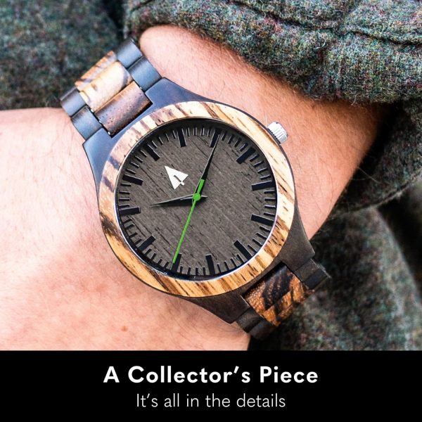 Treehut Wooden Watches for Men, Great Japanese Quartz Analog, Stylish Exotic Watch with Adjustable Stainless Steel Clasp, Buckle, Made from Ebony and Walnut Wood, Relojes Hombre Mujeres - Image 18