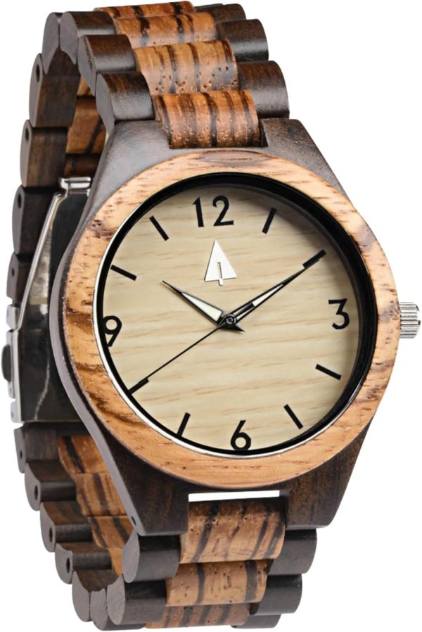 Treehut Wooden Watches for Men, Great Japanese Quartz Analog, Stylish Exotic Watch with Adjustable Stainless Steel Clasp, Buckle, Made from Ebony and Walnut Wood, Relojes Hombre Mujeres - Image 23