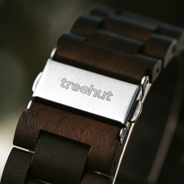 Treehut Wooden Watches for Men, Japanese Quartz Movement, Stylish Exotic Wrist Watch with Stainless Steel Buckle, Adjustable Straps, Watch Made from Ebony Wood, Relojes para Hombre - Image 9