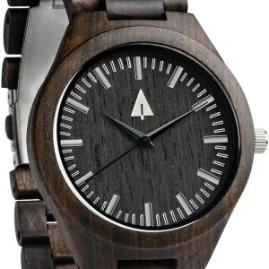 Treehut Wooden Watches for Men, Japanese Quartz Movement, Stylish Exotic Wrist Watch with Stainless Steel Buckle, Adjustable Straps, Watch Made from Ebony Wood, Relojes para Hombre