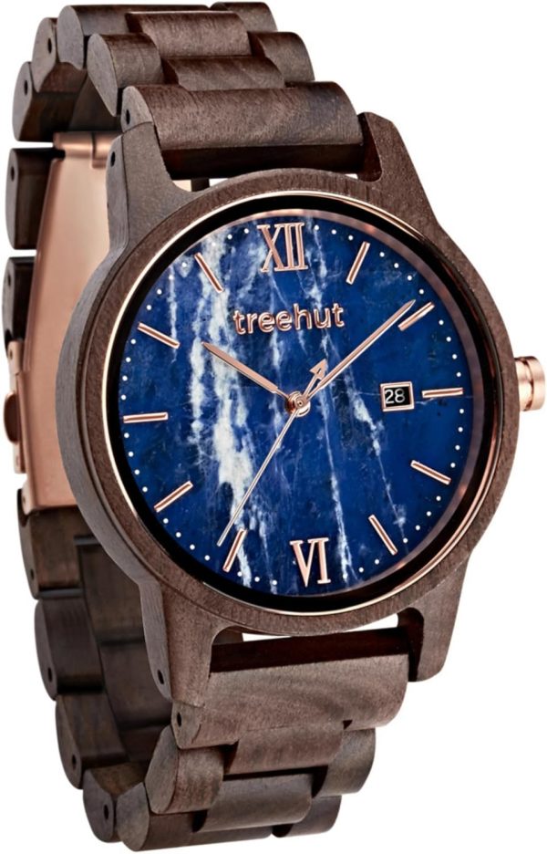 Treehut Wooden Watch for Men with Wooden Strap and Gift Box, Stainless Steel Clasp & Silver Hands – Japanese Quartz Analog Watch with Date – Wrist Watch Made from Real Wood Great Gifts for Men - Image 7