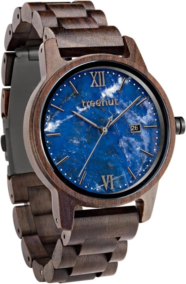Treehut Wooden Watch for Men with Wooden Strap and Gift Box, Stainless Steel Clasp & Silver Hands – Japanese Quartz Analog Watch with Date – Wrist Watch Made from Real Wood Great Gifts for Men - Image 13
