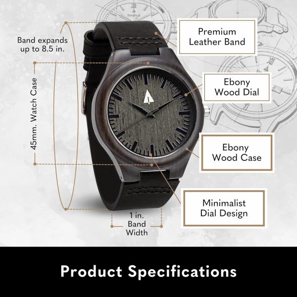 Treehut Wooden Watch for Men with Wooden Strap and Gift Box, Stainless Steel Clasp & Silver Hands – Japanese Quartz Analog Watch with Date – Wrist Watch Made from Real Wood Great Gifts for Men - Image 22