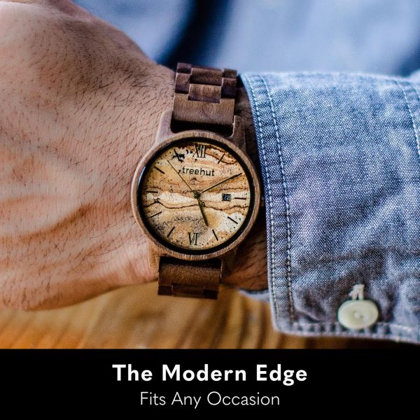 Treehut Wooden Watch for Men with Wooden Strap and Gift Box, Stainless Steel Clasp & Silver Hands – Japanese Quartz Analog Watch with Date – Wrist Watch Made from Real Wood Great Gifts for Men - Image 33