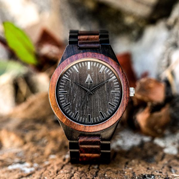 Treehut Wooden Watches for Men, Japanese Quartz Movement, Stylish Exotic Wrist Watch with Adjustable Stainless Steel Buckle, Wooden Straps, Watch Made from Ebony and Redwood, Relojes para Hombre - Image 9